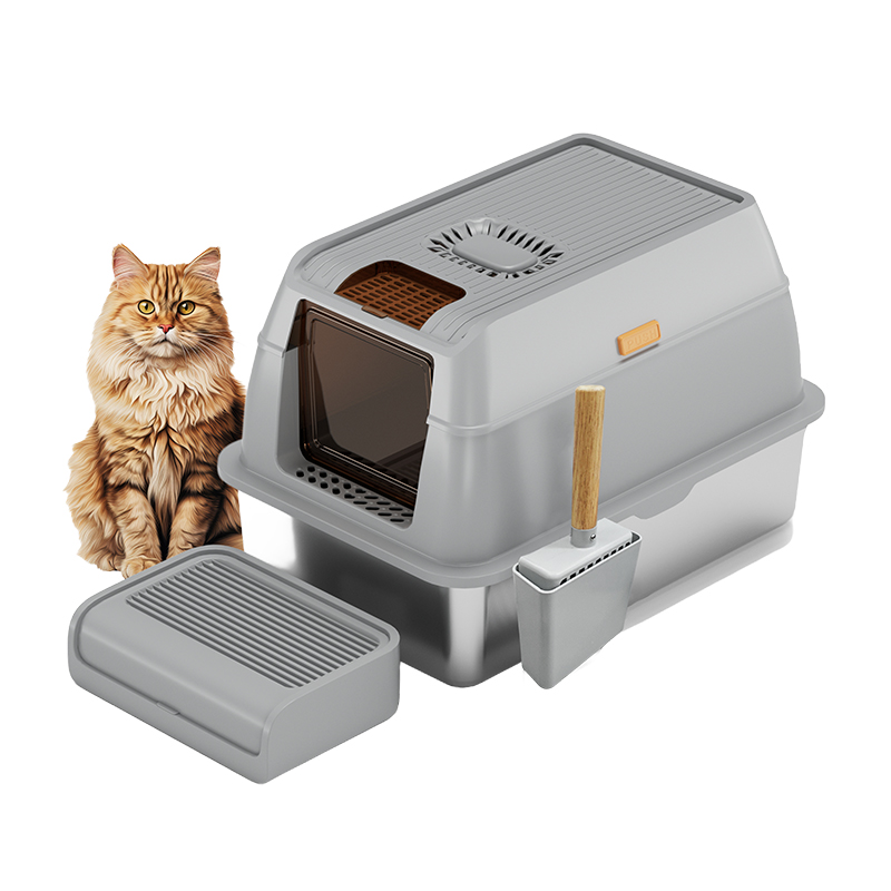 Fully enlcosed stainless steel cat litter box
